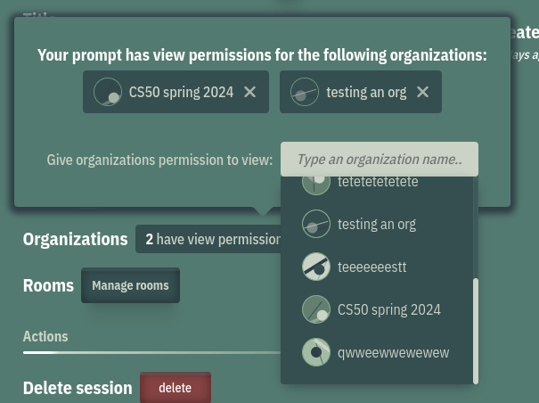 Manage organizations and rooms image